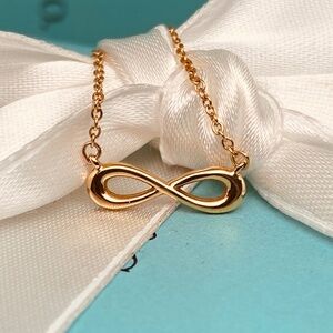 Tiffany & Co. mini Infinity rose gold necklace 18k retired 16-18” retired